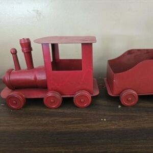 Vintage 2 Piece Metal Red Train 11 inches Long Home Christmas Decorations Holida